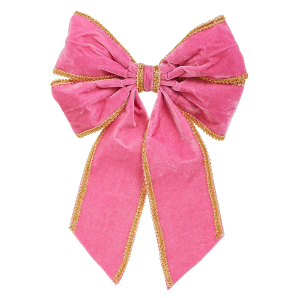 Raz 11" Pink and Gold Velvet Bow Christmas Ornament 4631016
