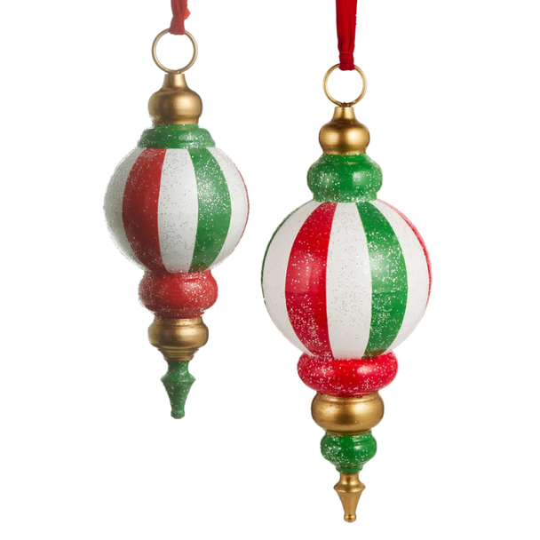 Raz Large 17" or 21.5" Red, Green and White Finial Christmas Ornament