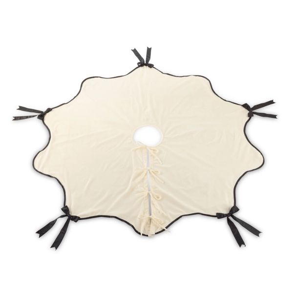Raz 60" Ivory Velvet and Satin Black Bow Christmas Tree Skirt 4652165