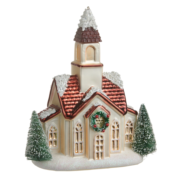 Raz 7.5" Church Glass Christmas Ornament 4652857