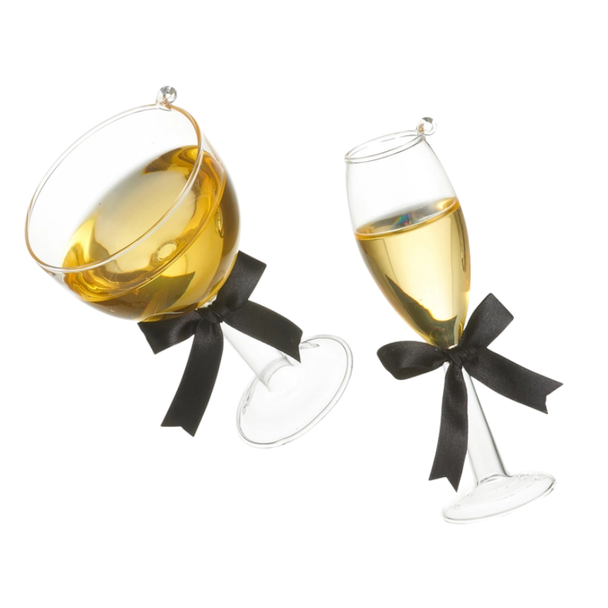 Raz 5.5" Set of 2 Black Or Gold Bows Superior Bubbly Glass Christmas Ornament 4652900 -3