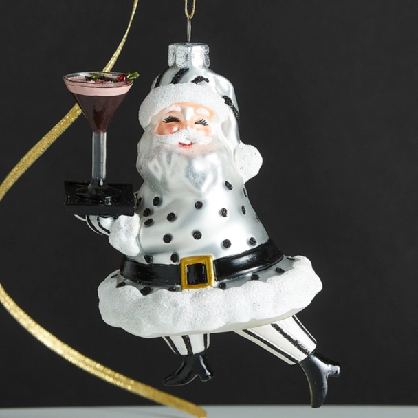 Raz 4.25" Espresso Service Santa Glass Christmas Ornament 4652902