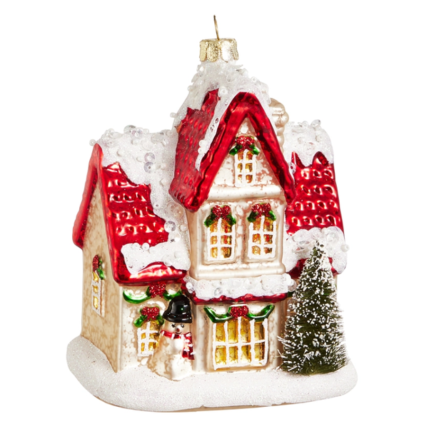 Raz 5" Winter House Glass Christmas Ornament 4652943