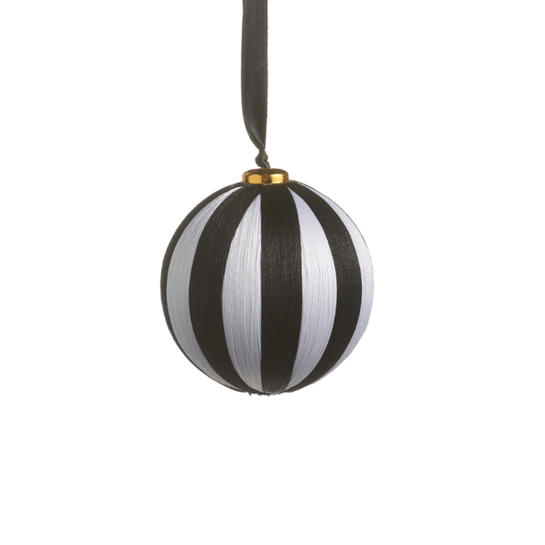Raz 4.5" or 5" Black and White Striped Yarn Ball Christmas Ornament -2