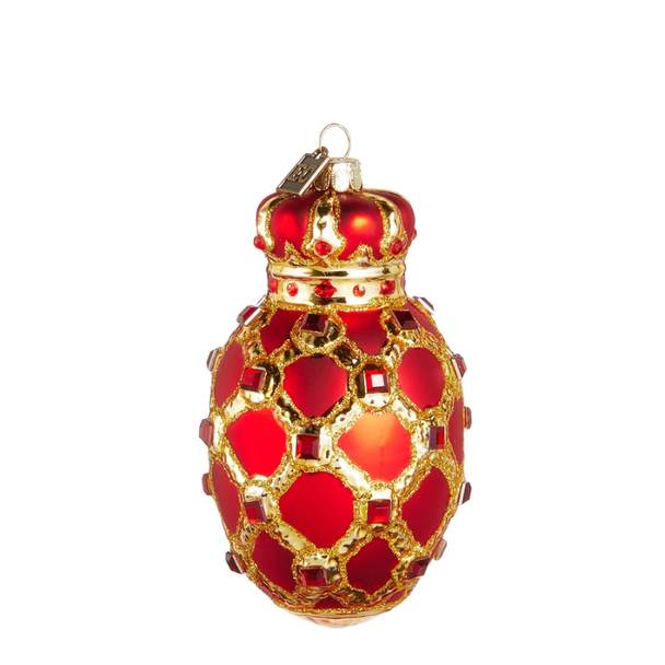 Raz Eric Cortina 4.5" Red Garnet Egg Glass Christmas Ornament 4653163