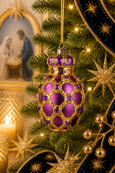 Raz Eric Cortina 4.5" Purple Garnet Egg Glass Christmas Ornament 4653165-2