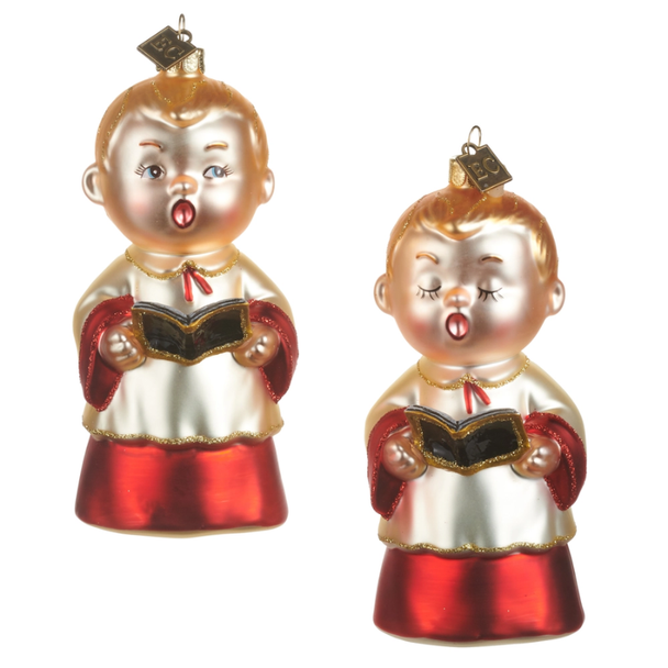 Raz Eric Cortina 5" Holly Street Choir Boys Glass Christmas Ornament 4653178