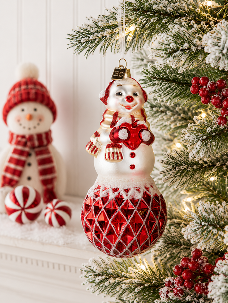 Raz Eric Cortina 7" Snowman Love Glass Christmas Ornament 4653182-2
