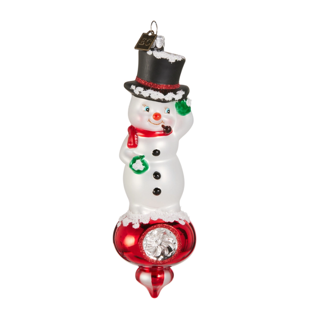 Raz Eric Cortina 6.5" Howdy Snowman Reflector Glass Christmas Ornament 4653185