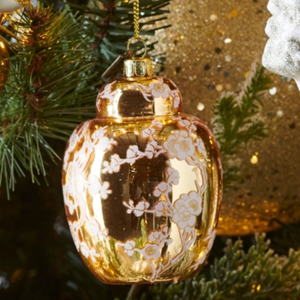 Raz Eric Cortina 3.5" Golden Ginger Jar Glass Christmas Ornament 4653206