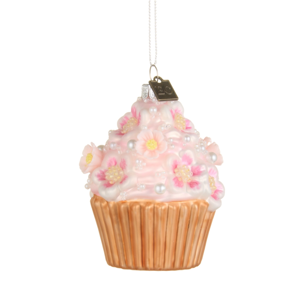 Raz Eric Cortina 3.25" Floral Let Them Eat Cupcake Glass Christmas Ornament 4653215