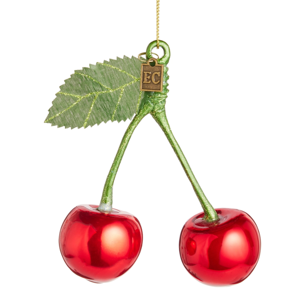 Raz Eric Cortina 5" Cherry Cheer Glass Christmas Ornament 4653226 -2