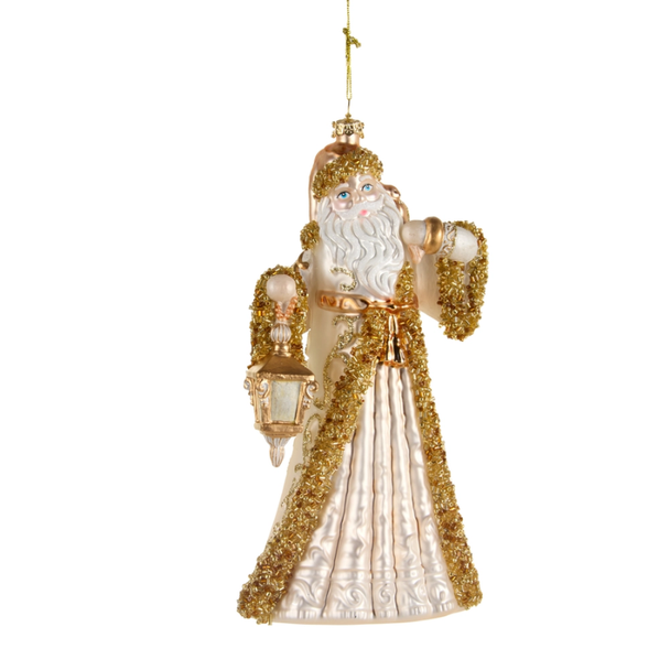 Raz 8" Ivory and Gold Santa Glass Christmas Ornament 4657710