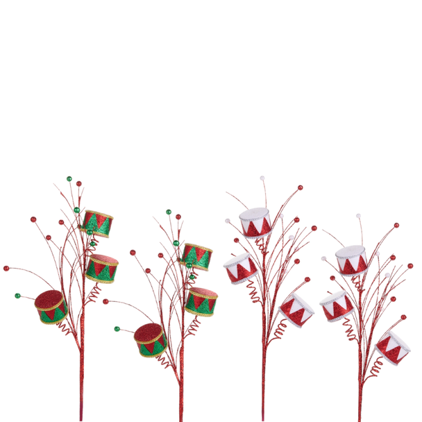 Raz 26" Set of 2 Green or White Drum Christmas Tree Spray F4602481