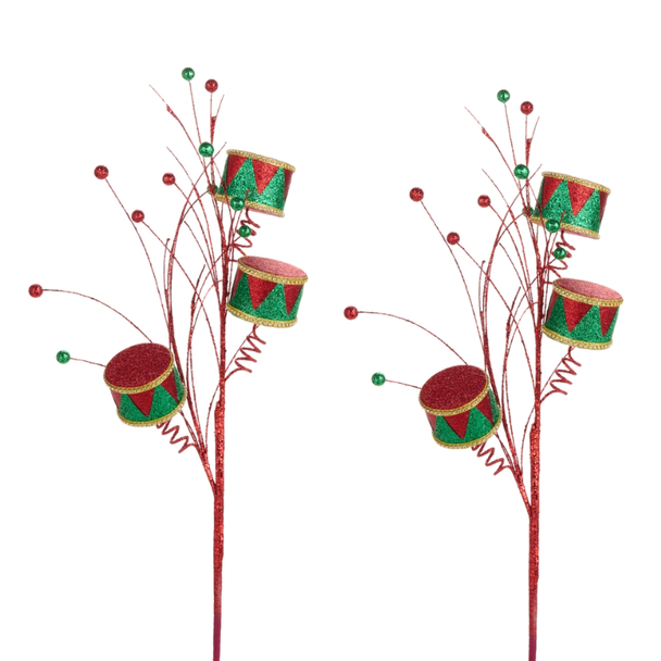 Raz 26" Set of 2 Green or White Drum Christmas Tree Spray F4602481 -2