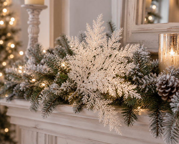 Raz 28.5" Iced White Cedar Christmas Tree Spray F4602564-2