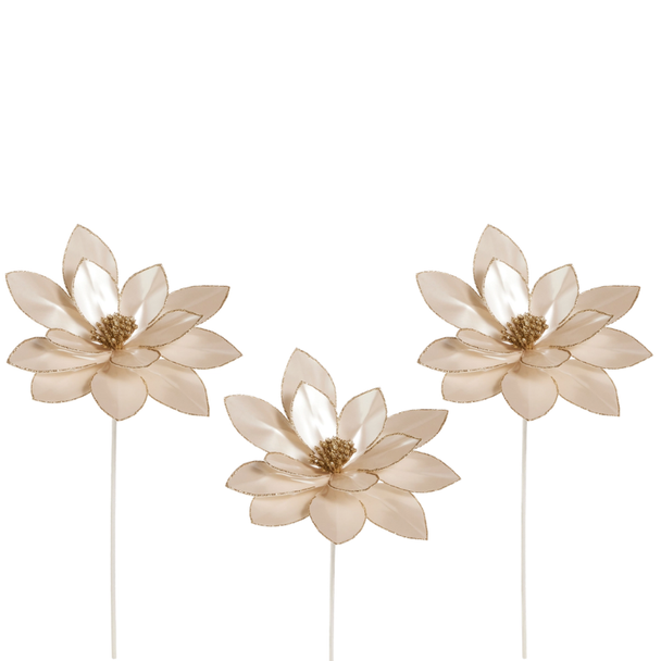 Raz 22" Set of 3 Pearl Poinsettia Stem Christmas Tree Accessory F4631035