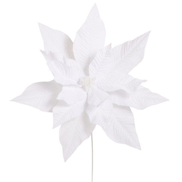 Raz 28" Large White Velvet Poinsettia Christmas Tree Pick F4631092