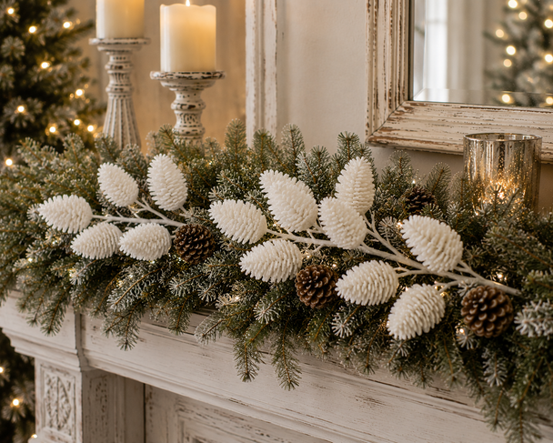 Raz 13" Set of 3 Iced White Pinecone Christmas Tree Pick F4641813-2
