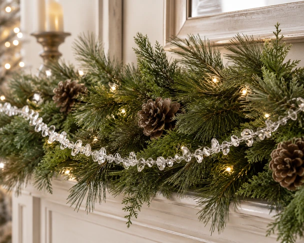 Raz 6' Clear Ice Christmas Tree Garland G4619135-3