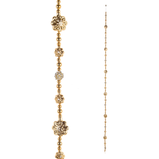Raz Imports Eric Cortina 6.5' Gold Jeweled Glass Christmas Garland G4653212