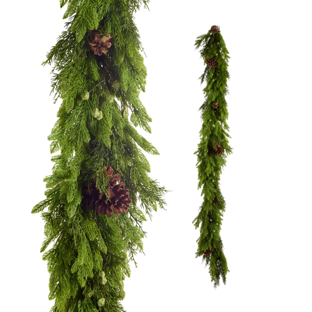 Raz 5.5' Real Touch Real Feel Berry, Pine and Pinecone Christmas Garland G4617790 -2