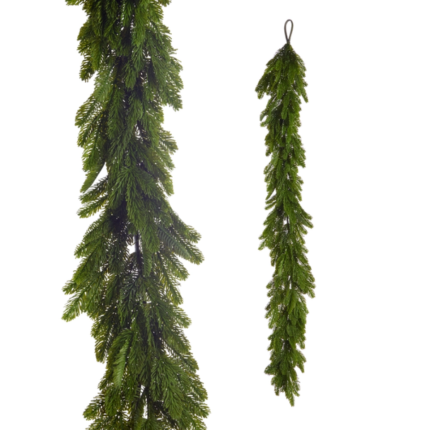 Raz 6' Real Feel Bright Green Cedar Christmas Garland G4641762 -2