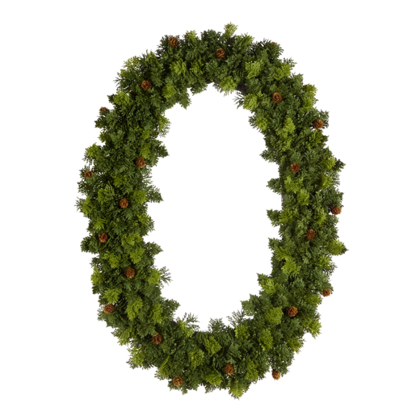 Raz 32" Tuscan Cypress Oval Christmas Wreath W4602672