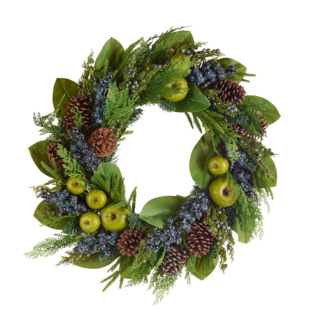 Raz 23" or 28" Apple, Berry and Greenery Christmas Wreath -3