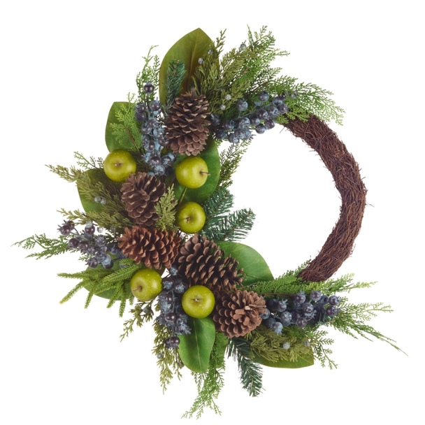 Raz 23" or 28" Apple, Berry and Greenery Christmas Wreath -2