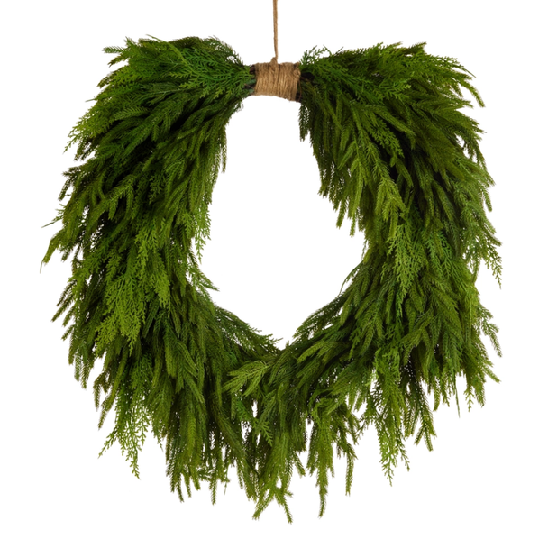 Raz 28", 32", or 38" Real Touch Real Feel Mixed Greenery Christmas Wreath -4