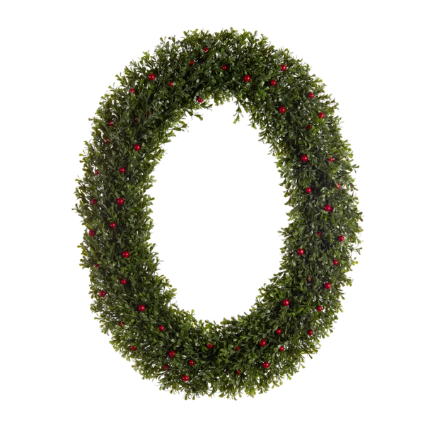 Raz 30.5" Iced Oval Cedar Christmas Wreath W4641773 -2