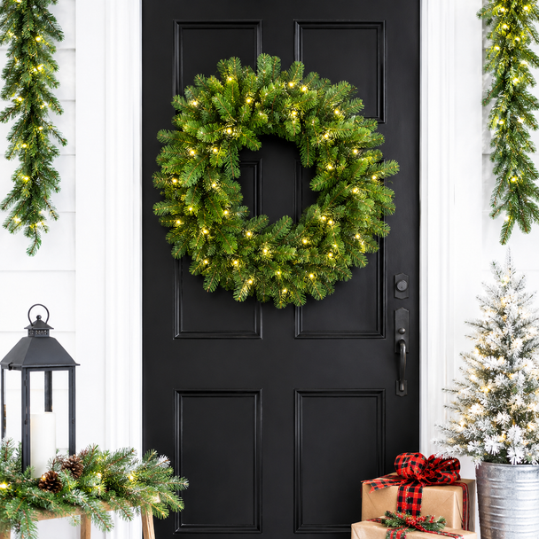 Raz 28" Real Feel Pre-Lit Bright Balsam Fir Christmas Wreath W4604827-2