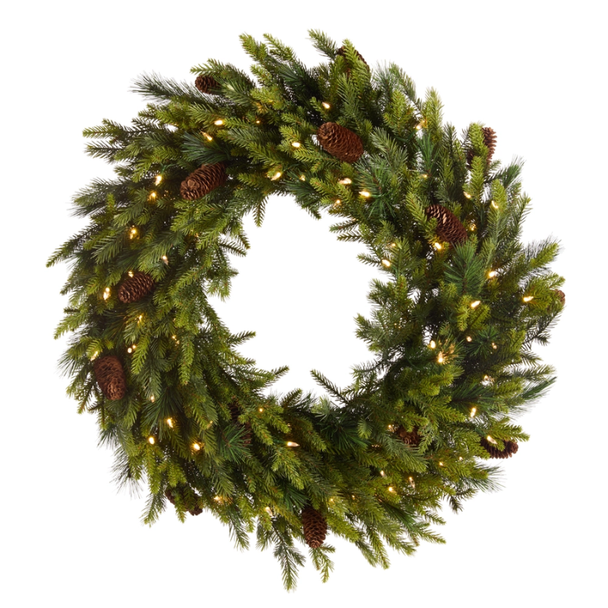 Raz 30" Real Feel Pre-Lit Douglas Fir Pinecone Christmas Wreath W4652012