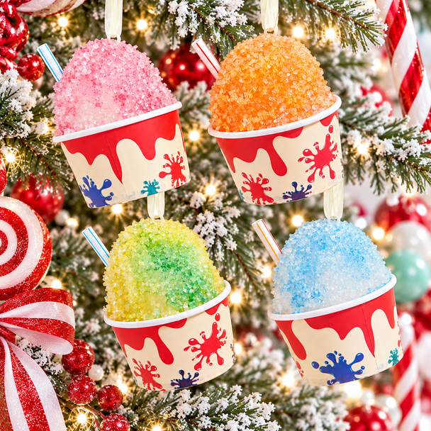 Kurt Adler  3.27" Set of 4 Shaved Ice With Straw Christmas Ornaments D4925-3