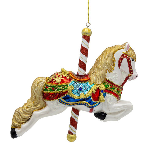 Kurt Adler 6" Bellissimo Carousel Horse Glass Christmas Ornament BELL0046 -4