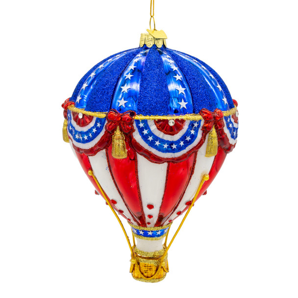 Kurt Adler Bellissimo Red, White & Blue Hot Air Balloon Glass Christmas Ornament BELL0063 -2