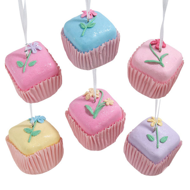 Kurt Adler 1.8" Set of 6 Petit Fours Tea Cake Christmas Ornaments D4820