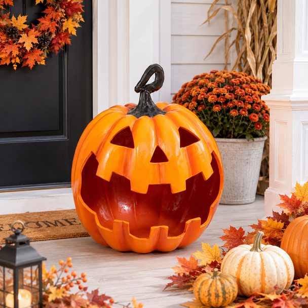 Raz 18" Large Jack-O-Lantern Halloween Candy Dish or Decoration 4512194-2
