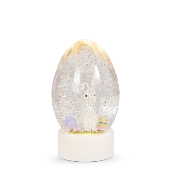 Raz 8.5" Lighted Easter Bunny Swirling Glitter Water Globe Egg 4516913 -2