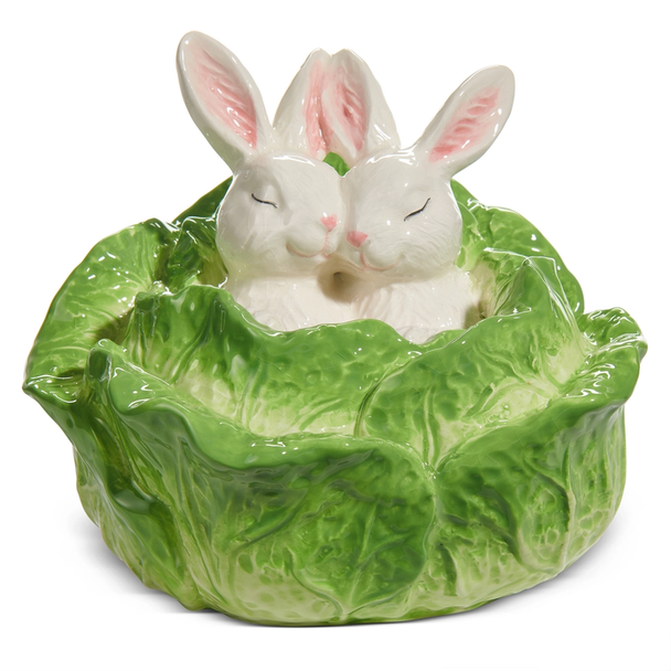 Raz 5.5" Bunnies in Cabbage Spring Decoration 4611156
