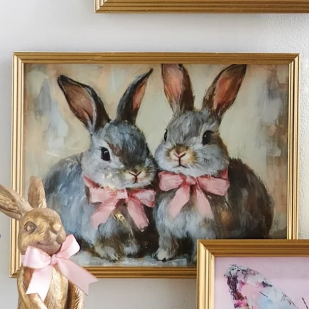 Raz 14" Easter Bunnies Framed Wall Art Decoration 4644545