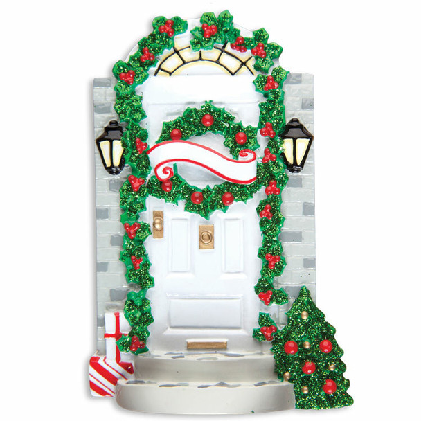 Front Door with Steps Personalized Christmas Ornament