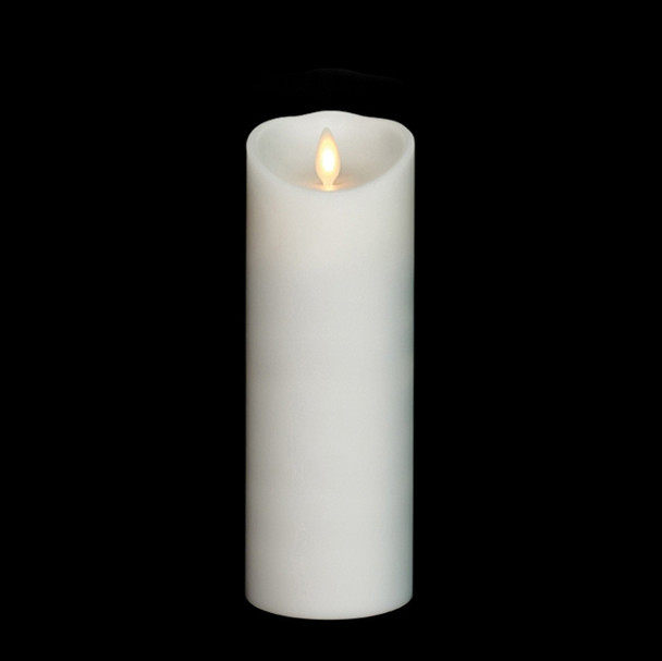 Liown 3" x 8" Moving Flame White-Uscented Pillar Battery Candle