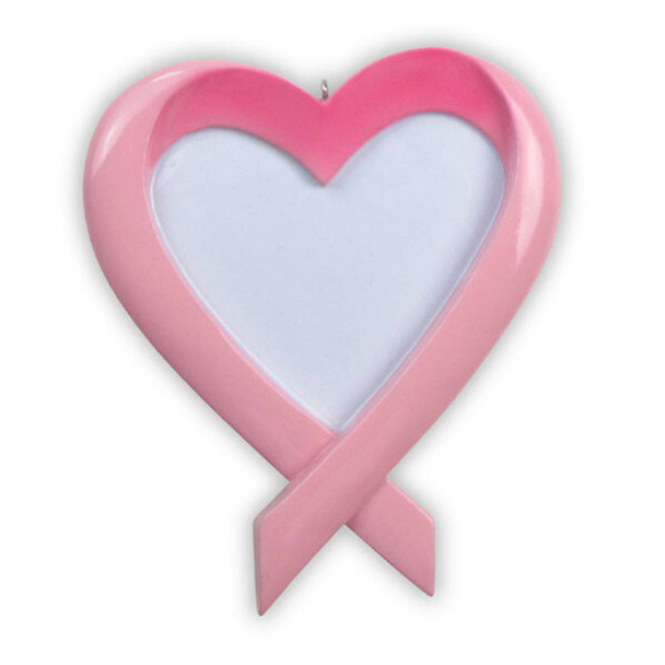 Breast Cancer Ribbon Heart Personalized Christmas Ornament 