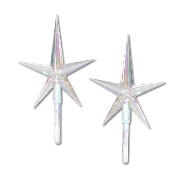 2 Pack Small Clear Iridescent Ceramic Tree Plastic Replacement Star P0678