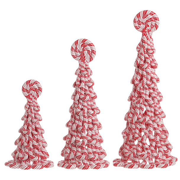 Raz Claydough Peppermint Candy Tree Christmas Figure Set of 3 3116231 -2