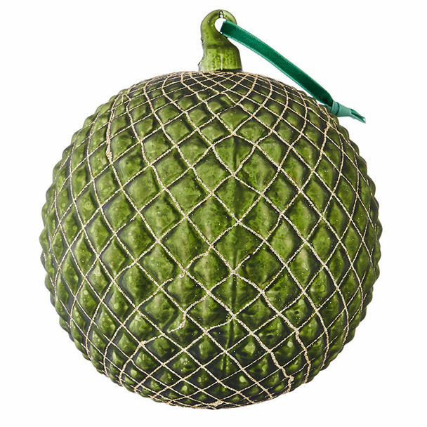 Enfeite de natal de vidro bola acolchoada verde Raz 6" 4022885 -2