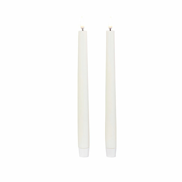 Uyuni 11" Moving Flame Ivory  Unscented Taper Candle Set of 2 4034513 -2