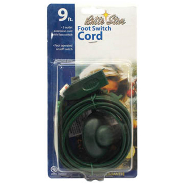 Cable de extensión Brite Star de 9' con pedal - Ideal para árbol de Navidad